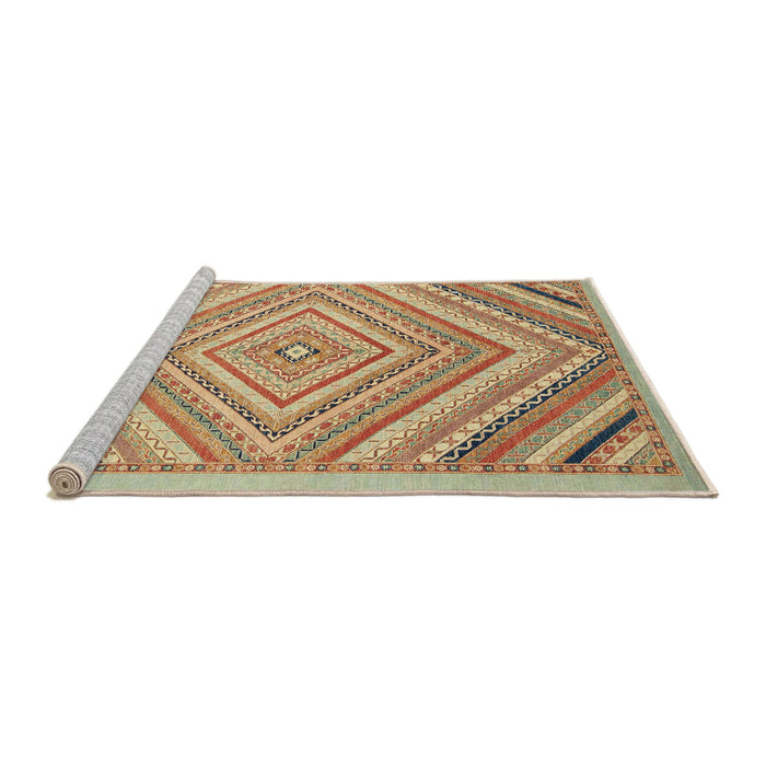 Sideview of Machine Washable Abstract Red Rug, wshabs2701