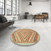 Round Machine Washable Abstract Red Rug in a Office, wshabs2701