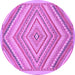 Round Machine Washable Abstract Purple Modern Area Rugs, wshabs2701pur