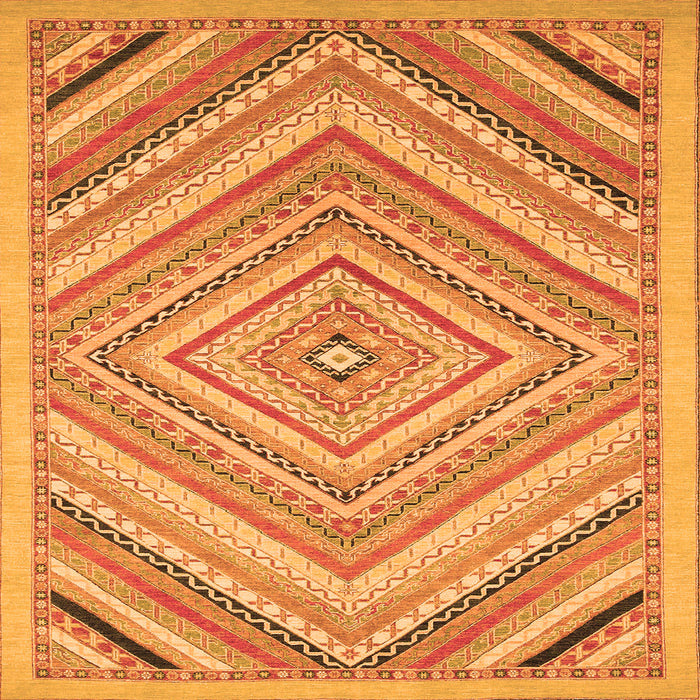 Square Machine Washable Abstract Orange Modern Area Rugs, wshabs2701org