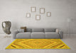 Machine Washable Abstract Yellow Modern Rug in a Living Room, wshabs2701yw