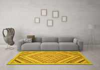 Machine Washable Abstract Yellow Modern Rug, wshabs2701yw