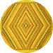 Round Abstract Yellow Modern Rug, abs2701yw