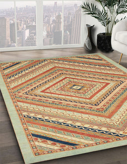 Abstract Red Modern Rug in Family Room, abs2701