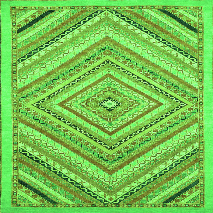 Square Abstract Green Modern Rug, abs2701grn