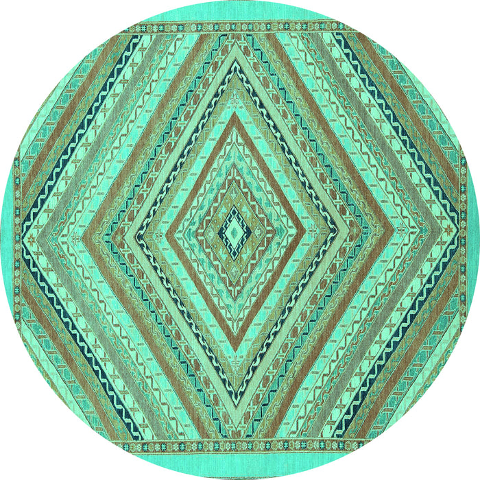 Round Abstract Turquoise Modern Rug, abs2701turq