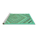 Sideview of Machine Washable Abstract Turquoise Modern Area Rugs, wshabs2701turq