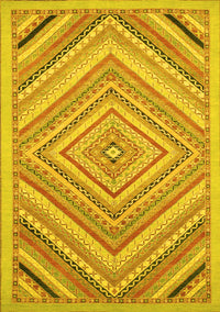 Abstract Yellow Modern Rug, abs2701yw