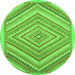 Round Machine Washable Abstract Green Modern Area Rugs, wshabs2701grn