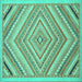 Square Machine Washable Abstract Turquoise Modern Area Rugs, wshabs2701turq