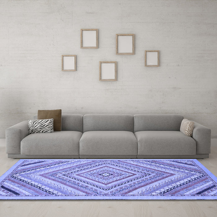 Machine Washable Abstract Blue Modern Rug in a Living Room, wshabs2701blu
