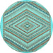 Round Abstract Light Blue Modern Rug, abs2701lblu