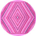 Round Abstract Pink Modern Rug, abs2701pnk