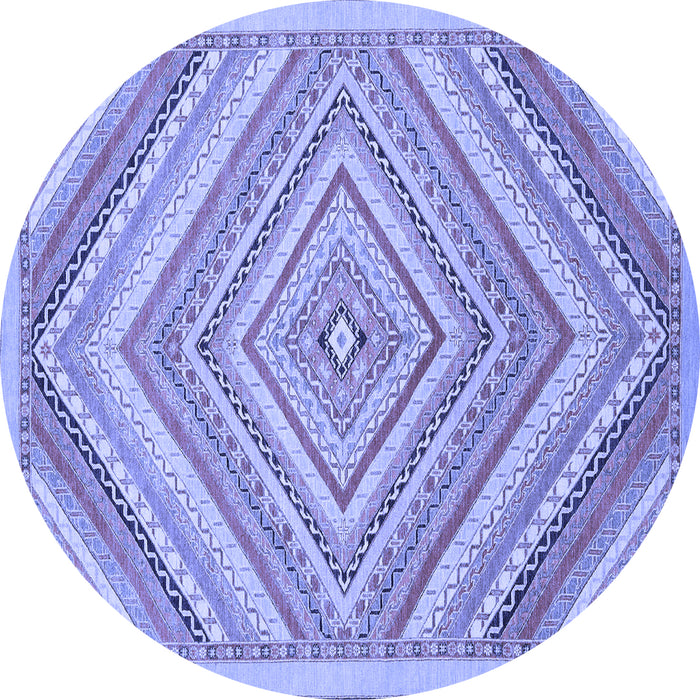 Round Abstract Blue Modern Rug, abs2701blu