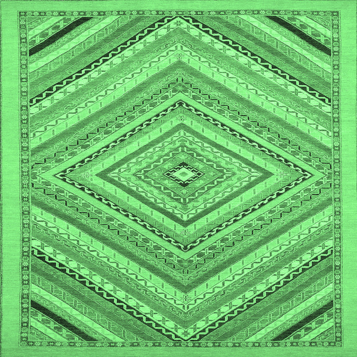 Square Abstract Emerald Green Modern Rug, abs2701emgrn