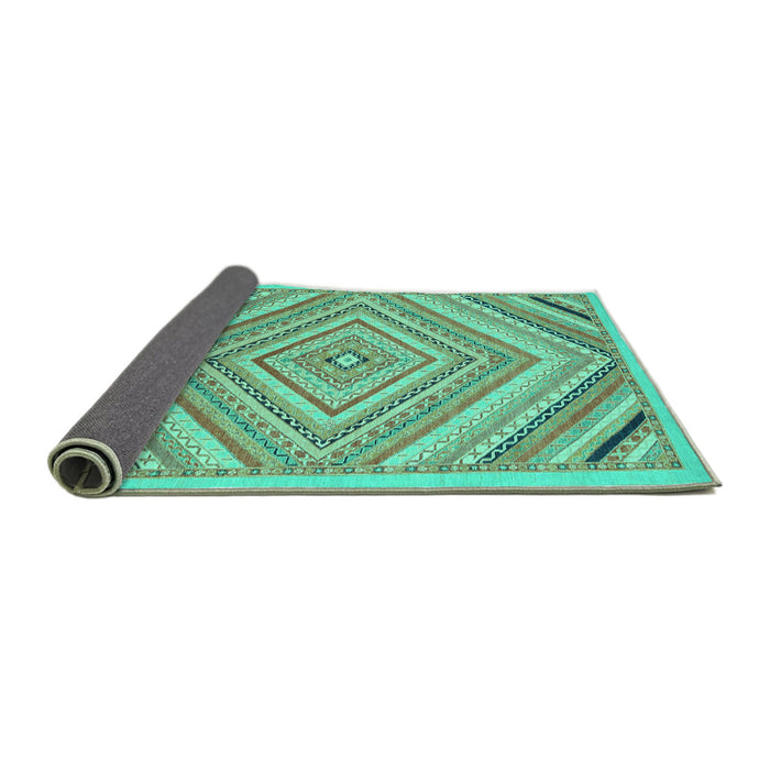 Sideview of Abstract Turquoise Modern Rug, abs2701turq