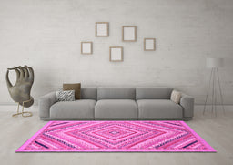 Machine Washable Abstract Pink Modern Rug in a Living Room, wshabs2701pnk