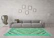 Machine Washable Abstract Turquoise Modern Area Rugs in a Living Room,, wshabs2701turq