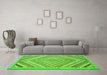 Machine Washable Abstract Green Modern Area Rugs in a Living Room,, wshabs2701grn