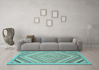 Machine Washable Abstract Light Blue Modern Rug, wshabs2701lblu