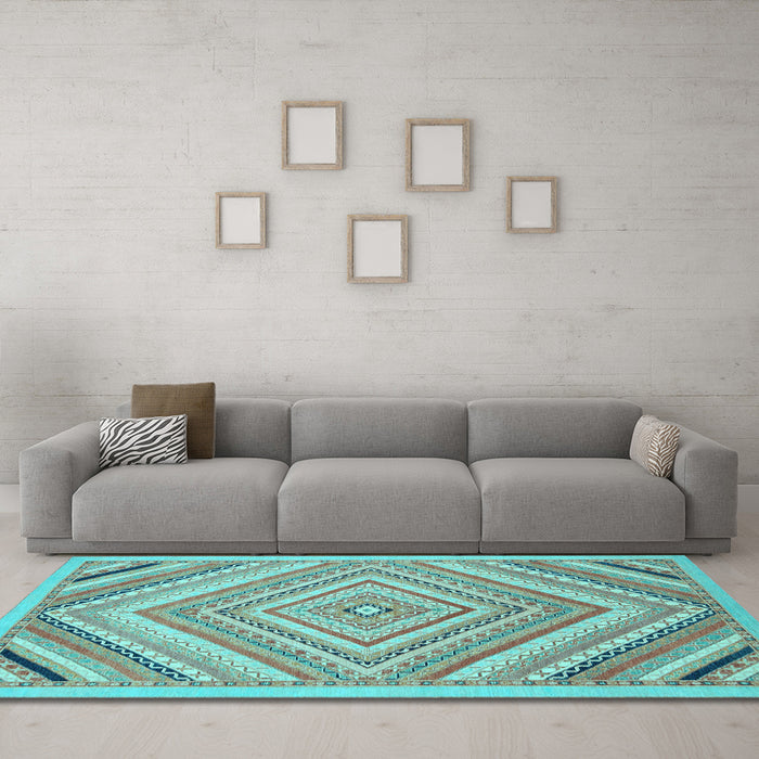 Machine Washable Abstract Light Blue Modern Rug in a Living Room, wshabs2701lblu