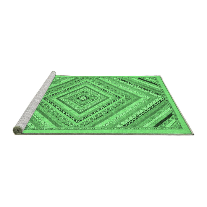 Sideview of Machine Washable Abstract Emerald Green Modern Area Rugs, wshabs2701emgrn