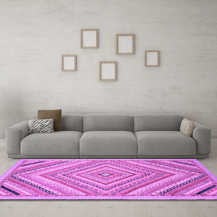 Machine Washable Abstract Purple Modern Area Rugs in a Living Room, wshabs2701pur