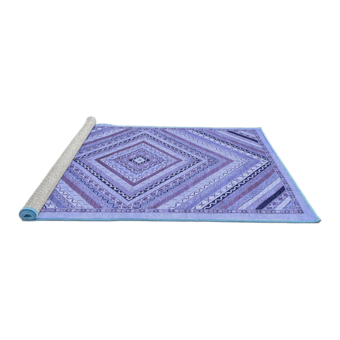 Sideview of Machine Washable Abstract Blue Modern Rug, wshabs2701blu