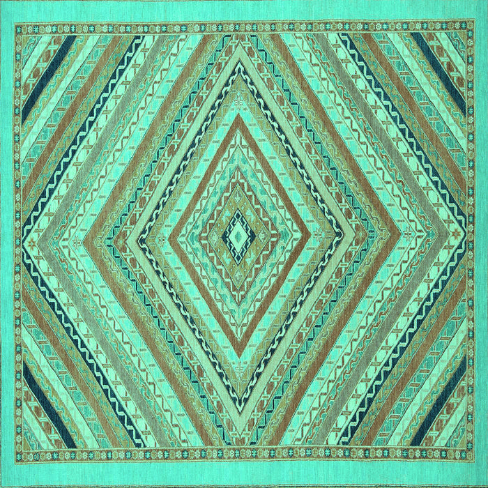 Square Abstract Turquoise Modern Rug, abs2701turq