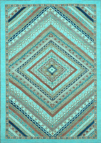 Abstract Light Blue Modern Rug, abs2701lblu