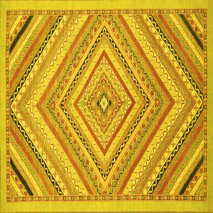 Square Abstract Yellow Modern Rug, abs2701yw
