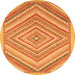 Round Machine Washable Abstract Orange Modern Area Rugs, wshabs2701org