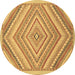 Round Abstract Brown Modern Rug, abs2701brn