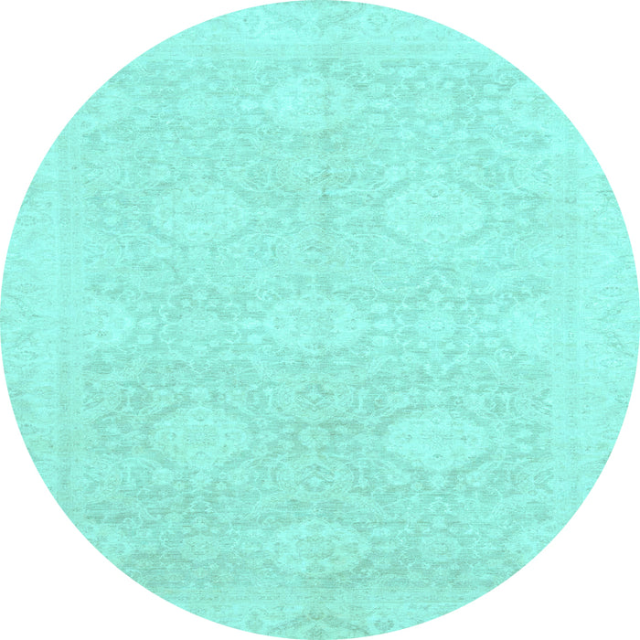 Round Oriental Light Blue Traditional Rug, abs2702lblu