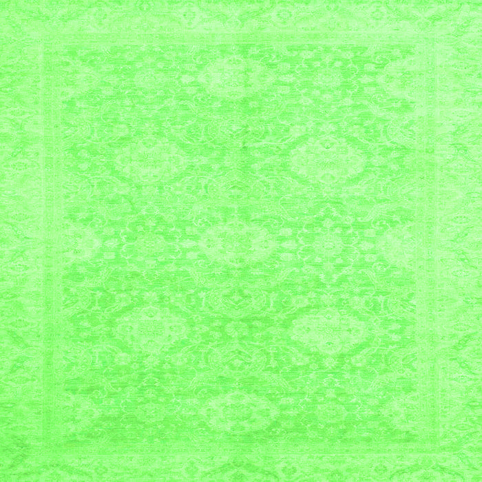Square Machine Washable Oriental Green Traditional Area Rugs, wshabs2702grn