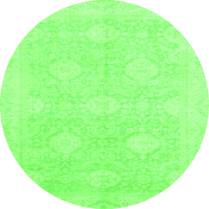 Round Oriental Green Traditional Rug, abs2702grn