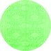 Round Oriental Green Traditional Rug, abs2702grn