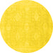 Round Oriental Yellow Traditional Rug, abs2702yw