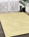 Abstract Mustard Yellow Oriental Rug in Family Room, abs2702