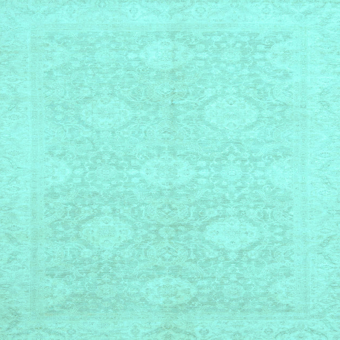 Square Machine Washable Oriental Light Blue Traditional Rug, wshabs2702lblu