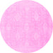 Round Oriental Pink Traditional Rug, abs2702pnk