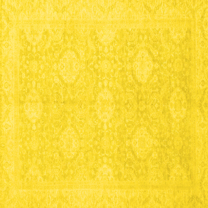 Square Machine Washable Oriental Yellow Traditional Rug, wshabs2702yw
