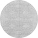 Round Machine Washable Oriental Gray Traditional Rug, wshabs2702gry