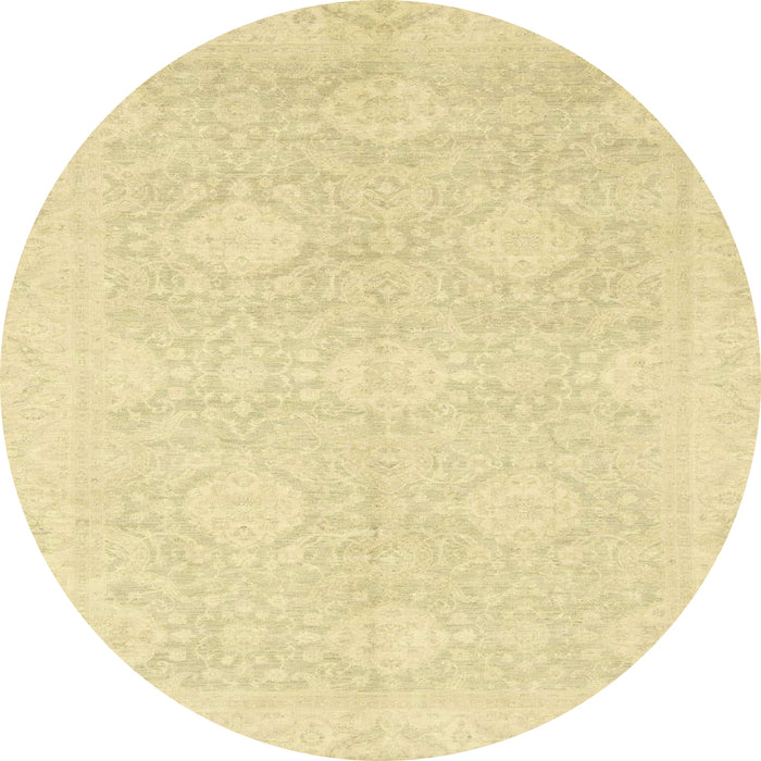 Round Abstract Mustard Yellow Oriental Rug, abs2702