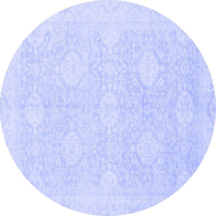 Round Machine Washable Oriental Blue Traditional Rug, wshabs2702blu
