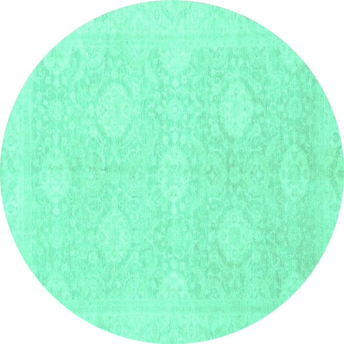 Round Oriental Turquoise Traditional Rug, abs2702turq