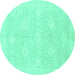 Round Oriental Turquoise Traditional Rug, abs2702turq