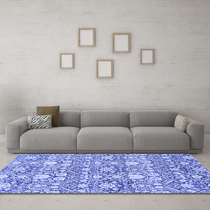 Machine Washable Abstract Blue Modern Rug in a Living Room, wshabs2703blu