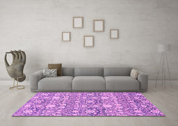 Machine Washable Abstract Pink Modern Rug in a Living Room, wshabs2703pnk