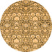 Round Machine Washable Abstract Orange Modern Area Rugs, wshabs2703org